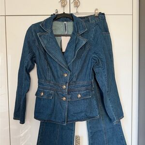 Denim Blazer and Pants Set